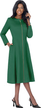 Load image into Gallery viewer, Emerald Green Dress with Zipper Front - Can be worn open as a jacket. 